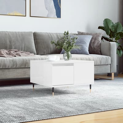 vidaXL - Salontafel - 55x55x36,5 - cm - bewerkt - hout - hoogglans - wit