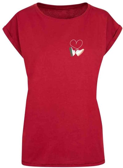 Mister Tee - Kicks Love Extended Shoulder Dames Tshirt - XS - Bordeaux rood