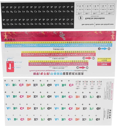 Piano Toetsen Stickers - Muzieknoten Stickers - Piano Leren Spelen - Kleurrijke Noten Indicatie - 54/61/88 Toetsen - Transparant