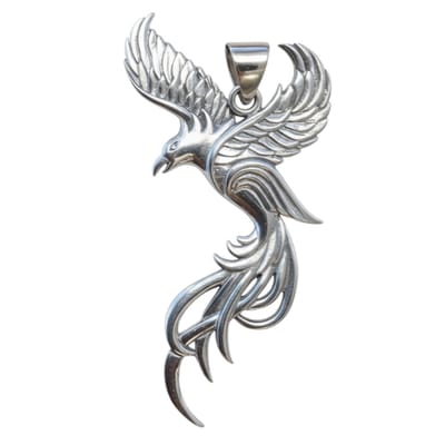 Zilveren Feniks XL kettinghanger