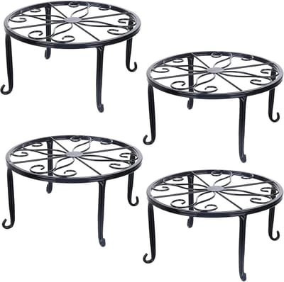 Standaards van 23 cm voor binnen en buiten, plantenbakken standaard, bloempottenhouder, drankdispenserstandaard, pompoenstandaard voor vloer en tafeldecoratie: zwart