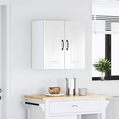 vidaXL - Keukenbovenkast - Kalmar - bewerkt - hout - hoogglans - wit