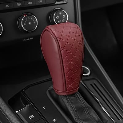 1 stuks Zwart PU Leer Versnellingspookknop Hoes Antislip, Diamantsteek Design, Comfortabele Grip voor Verbeterde Rijervaring, Auto Interieur Accessoire