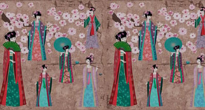 Fotobehang DD110816 A.S. Création Asian Fusion Roze Rood Vlies 270 x 400 cm (4 delen) Fotobehang