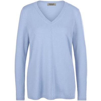 Trui 100% kasjmier V-hals Van Peter Hahn blauw