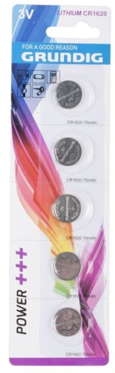5x Knoopcel batterij - CR1620 - 3V - 70mAh - Lithium batterij - Button cell battery - Kleine elektronica - Jonyx