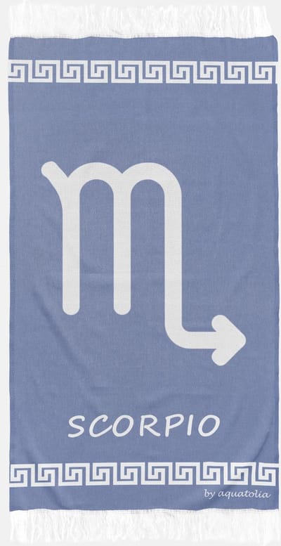 uit Turkije By Aquatolia Hamamdoek Scorpia Zodiac - 100% Zacht Katoen - Strandlaken - Handdoek - Donkerblauw - 100cm x 180cm - Originele hamamdoek uit Turkije