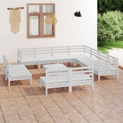 vidaXL - 12-delige - Loungeset - massief - grenenhout - wit