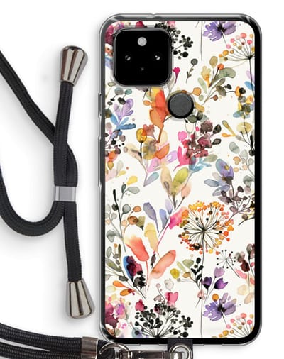 Case Company® - Hoesje met koord geschikt voor Google Pixel 5 hoesje met Koord - Wilde grassen - Telefoonhoesje met Zwart Koord - Bescherming aan alle Kanten en Over de Schermrand