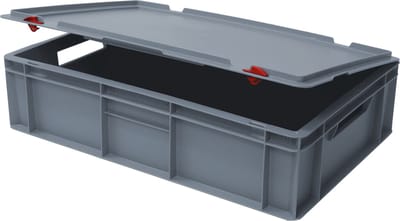 Alpac Stapelbak met deksel - Opbergbak met deksel - 600 x 400 x 170 mm - 27L - Grijs