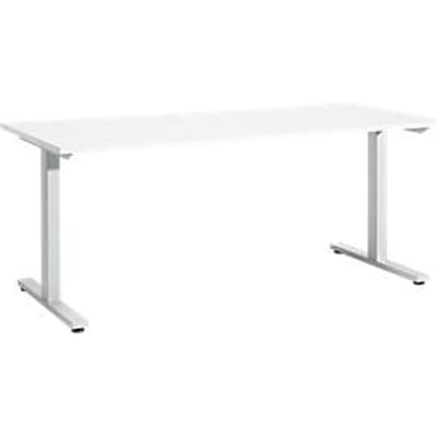 Schäfer Shop  Select Start Off bureautafel, T-poot, rechthoekig, staal/hout, B 1800 x D 800 x H 735 mm, wit