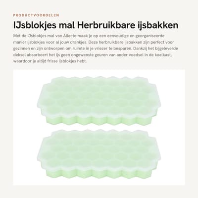 Dailygoods- IJsblokjesmal met Deksel - Herbruikbare Siliconen IJsblokjesbak - 2 Stuks - Ruimtebesparend - Eenvoudig te Reinigen - Innovatief Zeshoekig Ontwerp - Ijsbak