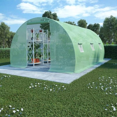 Broeikas Tuinhuis - Folietunnel Plantenhuis - Planten Kweken - Zwaar PE Netweefsel - 450 x 300 x 200 cm - Groen