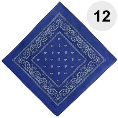 Fako Fashion - Bandana - Hoofddoek - Mondbescherming - Zakdoek - Paisley - Blauw - 12 Stuks