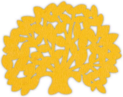 Boom vilt onderzetters - Geel - 6 stuks - 11 x 10 cm - Tafeldecoratie - Glas onderzetter - Cadeau - Woondecoratie - Woonkamer - Tafelbescherming - Onderzetters Voor Glazen - Keukenbenodigdheden - Woonaccessoires - Tafelaccessoires