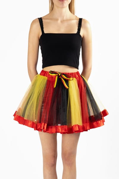 KIMU® Tutu Zwart Geel Rood Petticoat - Maat 110 116 122 128 134 140 - Tule Rokje Rok - Rode Duivels Pakje Belgische Vlag Duitsland Duitse Festival