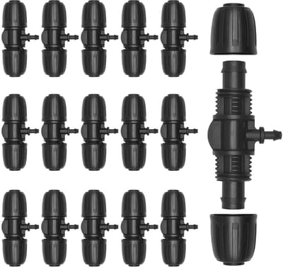 Barbed Wire Tee Verbinder 1/2 Inch naar 1/4 Inch voor Drip Irrigatie en Tuinonderhoud, Waterbesparing en Efficiënte Verbindingen