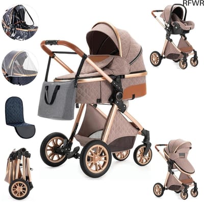 RFWR® 3-in-1 Kinderwagen met Autostoel en Draagbare Functie - Inklapbare Stadskinderwagen voor Baby's