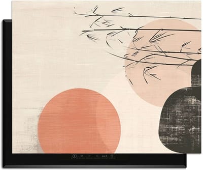 KitchenArt - Zen Balance – Japandi Inductie Beschermer - 80x52 cm - Kookplaat Beschermer - Luxe Afdekplaat Inductieplaat - Anti-slip & Oprolbaar - Beschermmat Inductiekookplaat