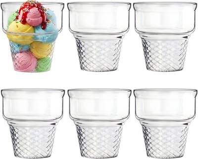 Alessandro ijscoupe Sicilie - 6x stuks - glas - 230 ml - 9 x 9 cm - ijsbeker