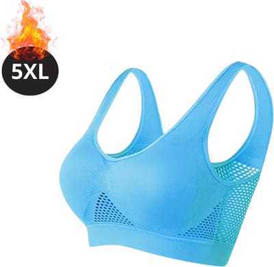 Bovista BH Zonder Beugel - Zonder Bandjes - Push-up Bh's - Comfort Beha - Comfortabel - Sterk - Yoga - Plus Size - Blauw - Maat 5XL