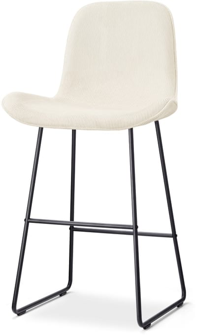 Nolon Nino-Fé Barkruk Rib Beige - Zwart Onderstel - 75 cm - Stof - Barkruk met Rugleuning