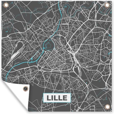 Tuin poster Lille - Frankrijk - Plattegrond - Kaart - Stadskaart - 200x200 cm - Tuindoek