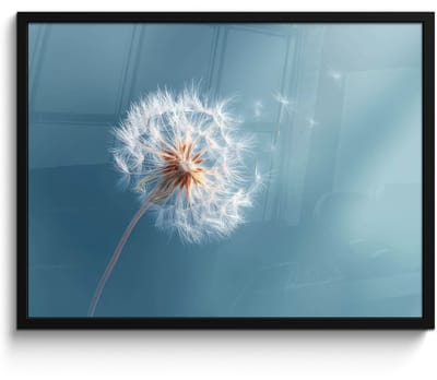 Poster in lijst - Fotolijst 80x60 cm - Posters - Paardenbloem - Wind - Blauw - Posterlijst zwart - Decoratie - Wanddecoratie woonkamer - Muurdecoratie slaapkamer