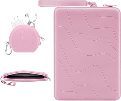 Siliconen Clutch Sleeve voor 6-7 Inch E-Readers en Tablets, Multi-Functionele Tas met Accessoirevak in Roze, Geschikt voor Kindle, Kobo en iPad Mini 6