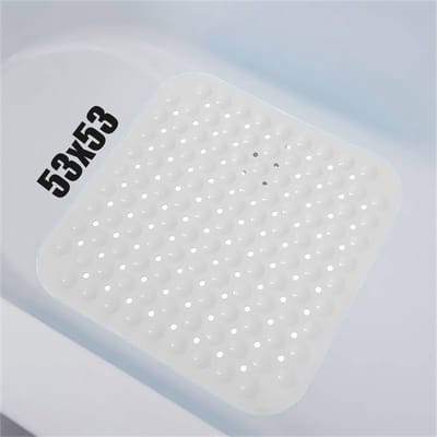 Antislip Badkamermat - Zachte PVC Douchemat met Sterke Grip en Afvoergaten (53 x 53 cm, Wit)