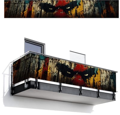 Balkonscherm 500x75 cm - Balkonposter Graffiti - Ogen - Abstract - Balkon scherm decoratie - Balkonschermen - Balkondoek zonnescherm