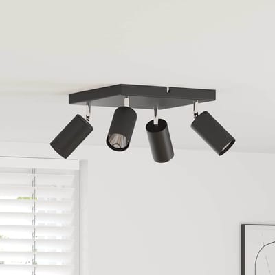 vidaXL Plafondspot met schijnwerpers Zwart 26 x 26 x 16 cm Metaal