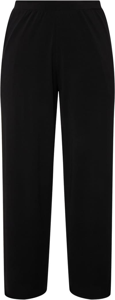 Ulla Popken - Dames - Jersey broek relaxed fit elastische band - Zwart - Maat 62+