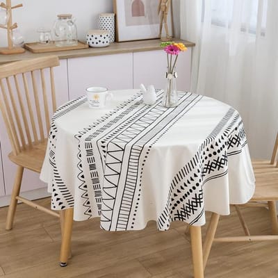 Tafelkleed Rond Tafelkleed Boheems Linnen Katoen Klein Bruiloft Tafelkleed Elegante Tafelkleden Voor Eettafel Huistextiel 150cm Round white