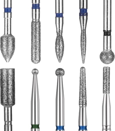 Thijox - 10-delige set nagelboorbits, professionele diamantbits voor nagelriem verwijderen, acryl gel nageltechniek, manicure en pedicure kit voor thu