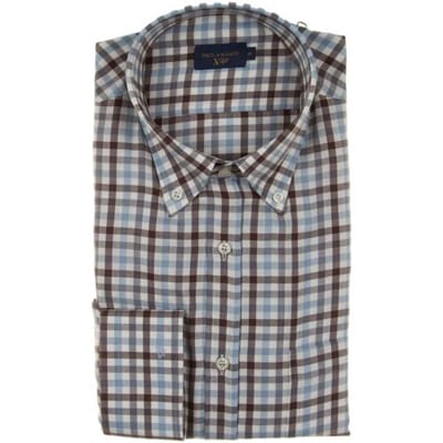 Paul & Shark Overhemd XSoft Cotton Check Shirt Wit-Bruin-Grijs / male