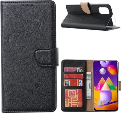 LuxeBass Hoesje geschikt voor Samsung Galaxy A42 - Bookcase Zwart - portemonnee hoesje gsm hoesje - telefoonhoes - telefoonhoesjes