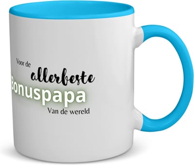 Akyol - voor de allerbeste bonuspapa van de wereld koffiemok - theemok - blauw - Papa - de beste bonusvader - vader cadeautjes - vaderdag - verjaardagscadeau - verjaardag - cadeau - geschenk - kado - gift - vader artikelen - 350 ML inhoud