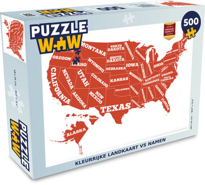 Puzzel Kleurrijke landkaart VS namen - Legpuzzel - Puzzel 500 stukjes