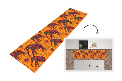 Keukenloper - Loper keuken - Olifant - Ornament - Bloemen - Patroon - 200x50 cm - Keukenloper vinyl