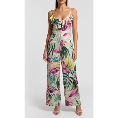 GUESS Eco Alice Slinky Overall Tropical Escape Prin Größe: S | Jumpsuits Outlet | Damen