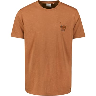 No Excess T-shirt Crewneck Placed Prints Slub Caramel Größe: S | Bedruckte T-Shirts Outlet | Herren | Braun