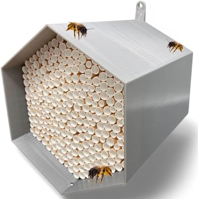 SNJY® Insectenhotel - Bijenhotel - Vlinderhotel - Bijen Nest - 17,2D x 16B x 16H cm - Grijs