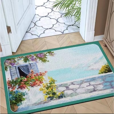 Huis Nieuwe Olieverf Wind In Het Huishouden Vloermat Deurmat Schrapen Modder Vuil Mat PVC Waterdicht Antislip Kan Worden Gesneden 40 * 60Cm
