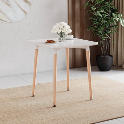 Vierkante Eettafel - Eetkamertafel - Gezellig Tafelen - Massief Beukenhout - 70 x 70 cm - Wit