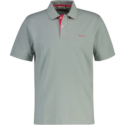Gant Polo Contrast Piqué Short Sleeve Subtle Stretch Ceramic Grey / male