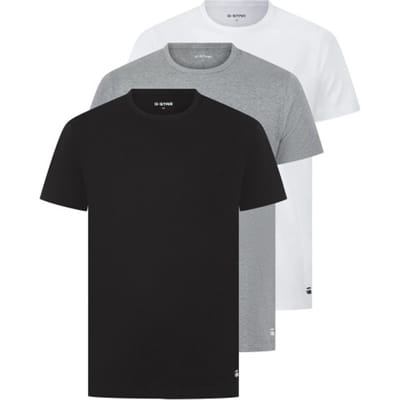 G-Star Heren Ondershirt Bamboe COVE T-shirt Ronde Hals 3-Pack Effen Wit/Grijs/Zwart - Maat S