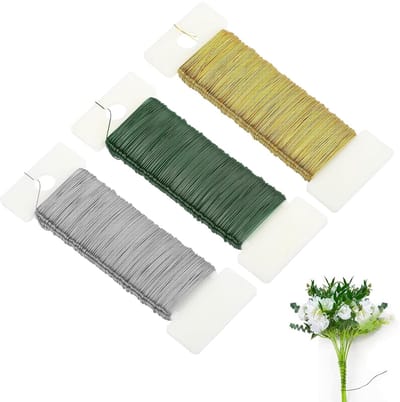 Draad om te knutselen, 0,3 mm knutseldraad, dun, buigbaar, bloemendraad, groen, sieradendraad zilver goud, voor het maken van sieraden, modelleren, bloemenmaken, poppen DIY, knutselen (50 m