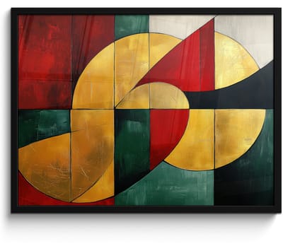 Poster in lijst - Fotolijst 70x50 cm - Posters - Abstract - Kerst - Goud - Rood - Groen - Posterlijst zwart - Decoratie - Wanddecoratie woonkamer - Kerstdecoratie voor binnen - Kerstversiering - Kerstmis versiering in huis - Kerstaccessoires