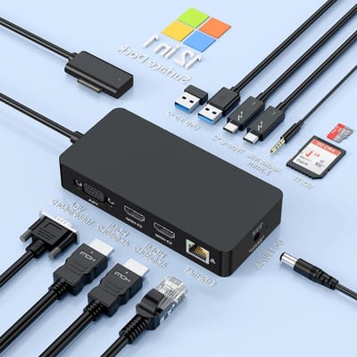 Docking Station - Aansluit Hub - Computer Uitbreiding - Tien Poorten - 18cm Lengte - Zwart